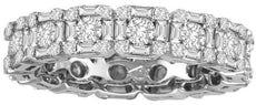 ESTATE 2.25CT DIAMOND 18KT WHITE GOLD ROUND & BAGUETTE ETERNITY ANNIVERSARY RING