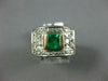 ANTIQUE WIDE 1.25CT DIAMOND & AAA EMERALD 14KT 2 TONE GOLD ENGAGEMENT RING #2008