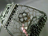 ESTATE EXTRA WIDE 1.30CT DIAMOND 14KT BLACK GOLD 4 CLOVER HEART BANGLE BRACELET