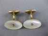 ANTIQUE AAA MOTHER OF PEARL 14K YELLOW GOLD CLASSIC HANDCRAFTED CUFF LINK #26424