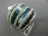 ESTATE MASSIVE 5.05CT ROUND & BAGUETTE WHITE & BLUE DIAMOND 14KT WHITE GOLD RING