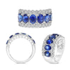 LARGE 4.15CT DIAMOND & AAA SAPPHIRE 14K WHITE GOLD OVAL & ROUND ANNIVERSARY RING