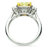 ESTATE LARGE 3.42CT WHITE & FANCY YELLOW DIAMOND 18K 2 TONE GOLD ENGAGEMENT RING