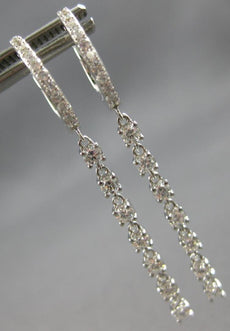 .93CT DIAMOND 18K WHITE GOLD 3D BY THE YARD CLIP ON CHANDELIER HANGING EARRINGS