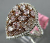 GIA CERTIFIED LARGE 2.73CT WHITE & PINK DIAMOND 18K ROSE GOLD 3D PEAR SHAPE RING