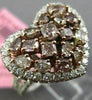 ESTATE LARGE 2.52CT WHITE & PINK DIAMOND 18KT 2 TONE GOLD HEART SHAPE LOVE RING