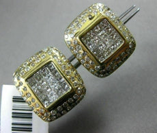 ESTATE WIDE .95CT DIAMOND 14K WHITE & YELLOW GOLD ETOILE CLASSIC SQUARE EARRINGS