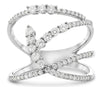 ESTATE WIDE .63CT DIAMOND 14KT WHITE GOLD MULTI ROW CRISS CROSS LEAF LOVE RING