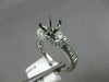 .6CT DIAMOND 14K WHITE GOLD 3 STONE FILIGREE MILGRAIN SEMI MOUNT ENGAGEMENT RING