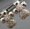 ESTATE .65CT DIAMOND 14K WHITE GOLD 3D CLASSIC PAVE HEART FLOWER EARRINGS #16559