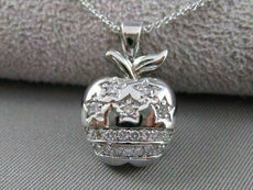 ESTATE DIAMOND 14KT WHITE GOLD BIG APPLE NEW YORK PENDANT STARS & STRIPES #7801