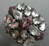 ESTATE 5.25T AAA PINK SAPPHIRE RUBY & WHITE QUARTZ 14KT WHITE GOLD 3D CROWN RING