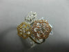 ESTATE LARGE 1.09CT DIAMOND 14KT TRI COLOR GOLD 3D MULTI FLOWER HEXAGON FUN RING