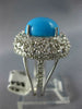 ESTATE LARGE 9.86CT DIAMOND & AAA TURQUOISE 14KT WHITE GOLD OVAL FUN RING #1997