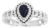 .60CT DIAMOND & AAA SAPPHIRE 14K WHITE GOLD 3D PEAR SHAPE & ROUND HALO LOVE RING