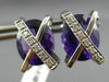 ESTATE LARGE 11.45CT DIAMOND & AAA AMETHYST 14KT WHITE GOLD OVAL X STUD EARRINGS