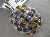 ESTATE LARGE 6.25CT DIAMOND & AAA AMETHYST & CITRINE 14K WHITE GOLD OVAL PENDANT
