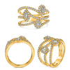 LARGE 1.07CT DIAMOND 14KT YELLOW GOLD MULTI SHAPE SOLITAIRE CRISS CROSS FUN RING