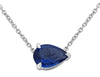 1.82CT AAA SAPPHIRE 18KT WHITE GOLD CLASSIC PEAR SHAPE SOLITAIRE LOVE NECKLACE
