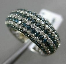 ESTATE WIDE 2.52CT WHITE BLUE DIAMOND 14KT WHITE GOLD MULTI ROW ANNIVERSARY RING