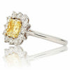 GIA LARGE 2.15CT WHITE & FANCY YELLOW DIAMOND 18KT TWO TONE GOLD ENGAGEMENT RING