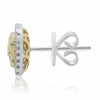 .64CT WHITE & FANCY YELLOW DIAMOND 14KT 2 TONE GOLD 3D HEXAGON STUD EARRINGS