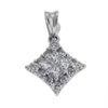 .38CT DIAMOND 14KT WHITE GOLD ROUND & PRINCESS SIDEWAYS SQUARE FLOATING PENDANT