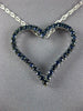 ESTATE LARGE 1.17CT AAA SAPPHIRE 18KT WHITE GOLD OPEN HEART CLASSIC LOVE PENDANT
