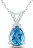 1.0CT AAA BLUE TOPAZ 14KT WHITE GOLD 3D PEAR SHAPE SOLITAIRE FLOATING PENDANT