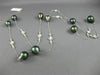 ESTATE LARGE & LONG .80CT DIAMOND & AAA TAHITIAN PEARL 14K WHITE GOLD NECKLACE