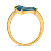 LARGE 1.84CT DIAMOND AAA BLUE TOPAZ 14KT YELLOW GOLD EMERALD CUT PEAR SHAPE RING