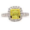 WIDE 2.55CT WHITE & FANCY YELLOW DIAMOND 18KT TWO TONE GOLD 3D ENGAGEMENT RING