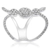 ESTATE LARGE .95CT DIAMOND 14KT WHITE GOLD 3D CLUSTER DOUBLE HEART FUN RING