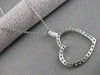 ANTIQUE .65CTW DIAMOND HANGING OPEN HEART 14K WHITE GOLD PENDANT + CHAIN #13026