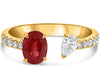 1.47CT DIAMOND & AAA RUBY 18KT YELLOW GOLD OVAL & PEAR SHAPE SOLITAIRE LOVE RING