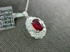 LARGE 1.62CT DIAMOND & AAA RUBY 18KT WHITE GOLD 3D OVAL DOUBLE HALO PENDANT
