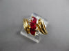.77CT DIAMOND & AAA RUBY 14KT YELLOW GOLD MARQUISE & ROUND 3 STONE DIAGONAL RING