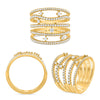 LARGE 1.0CT DIAMOND 14KT YELLOW GOLD ROUND MULTI ROW ETOILE FUN ANNIVERSARY RING