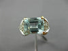 LARGE 3.32CT DIAMOND & AAA AQUAMARINE 14K 2 TONE GOLD TRIANGULAR ENGAGEMENT RING