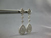 ESTATE .3CT DIAMOND 14KT WHITE GOLD 3D PAVE TEAR DROP FLOWER HANGING EARRINGS
