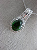 ESTATE 1.54CT DIAMOND & AAA GREEN GARNET 14KT WHITE GOLD 3D OVAL HALO PENDANT