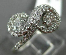 ESTATE WIDE 1.0CT DIAMOND 14KT WHITE GOLD 3D TWO STONE INFINITY LOVE KNOT RING
