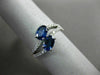ESTATE 1.31CT DIAMOND & AAA SAPPHIRE 14KT WHITE GOLD TWO STONE DOUBLE WAVE RING