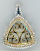 .62CT DIAMOND 18KT 2 TONE GOLD TRIANGULAR HALO MULTI HEART FILIGREE FUN PENDANT