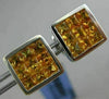 ESTATE LARGE 3.43CT AAA YELLOW SAPPHIRE 18KT WHITE GOLD SQUARE STUD EARRINGS
