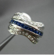 ESTATE WIDE 1.15CT DIAMOND & AAA SAPPHIRE 14KT WHITE GOLD INFINITY RING STUNNING