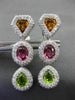 ESTATE WIDE 7.54CT DIAMOND & MULTI GEM 18KT WHITE GOLD CLIP ON HANGING EARRINGS