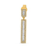 .84CT DIAMOND 14KT YELLOW GOLD ROUND & BAGUETTE RECTANGULAR BAR HANGING EARRINGS