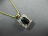 ESTATE 1.27CT DIAMOND & SAPPHIRE EMERALD CUT CLUSTER 14K Y GOLD PENDANT #6742
