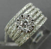 WIDE 1.61CT DIAMOND 18KT WHITE GOLD 3D FLOWER SEMI ETERNITY MULTI ROW LOVE RING